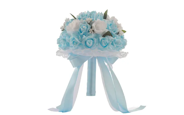 Wedding Flower For The Groom And Bride, Simulated Rose Wedding Bouquet, Wf05 - Blue