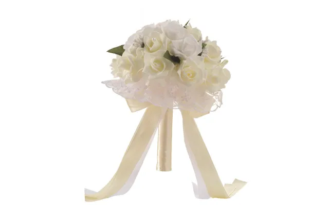Wedding Flower For The Groom And Bride, Simulated Rose Wedding Bouquet, Wf05 - Ivory
