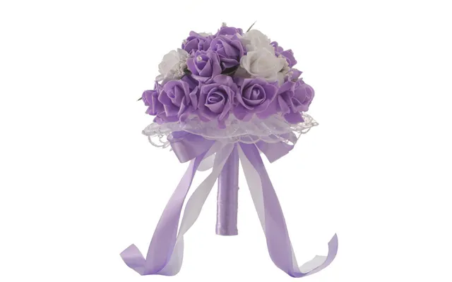 Wedding Flower For The Groom And Bride, Simulated Rose Wedding Bouquet, Wf05 - Purple