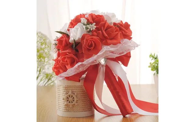 Wedding Flower For The Groom And Bride, Simulated Rose Wedding Bouquet, Wf05 - Red