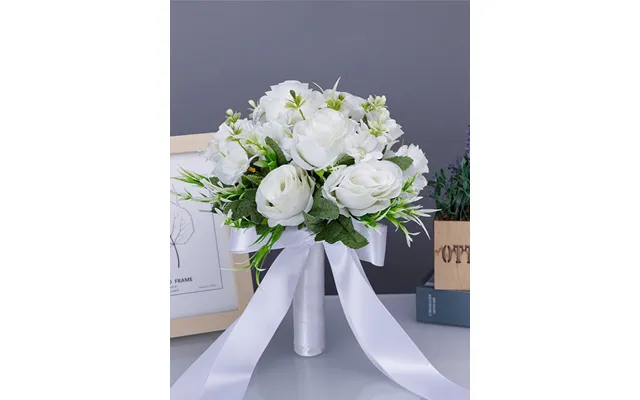 Wedding Flower For The Groom And Bride, Simulated Rose Wedding Bouquet, Wf19 - White
