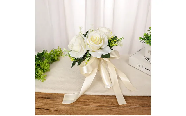 Wedding Flower For The Groom And Bride, Simulated Rose Wedding Bouquet, Wf26 - Ivory