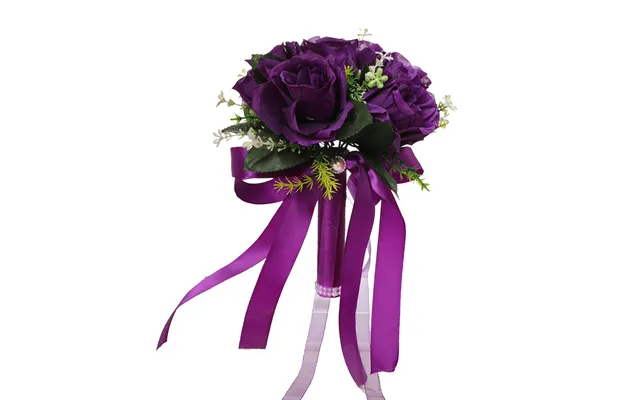 Wedding Flower For The Groom And Bride, Simulated Rose Wedding Bouquet, Wf26 - Purple