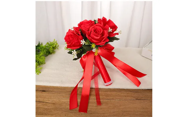Wedding Flower For The Groom And Bride, Simulated Rose Wedding Bouquet, Wf26 - Red