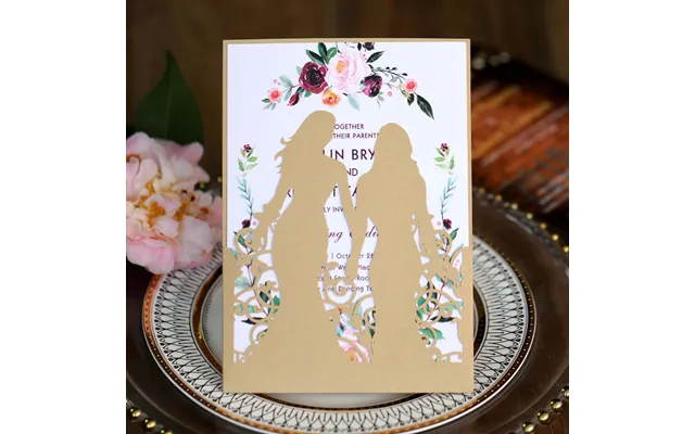 Wedding Girl Invitation Card Homosexuality Greeting Card Invitation Letter, Hk-409 - Gold