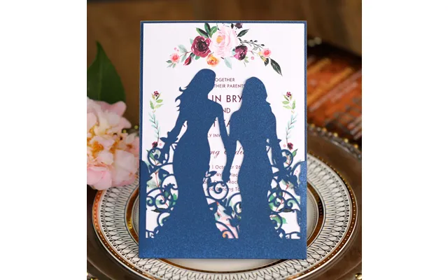 Wedding Girl Invitation Card Homosexuality Greeting Card Invitation Letter, Hk-409 - Ink-blue