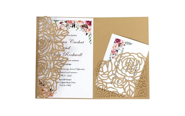 Wedding Greeting Card,valentine's Day Rose Invitation Letter, Hk-324 - Gold
