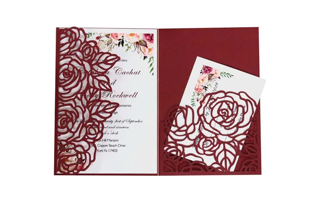 Wedding Greeting Card,valentine's Day Rose Invitation Letter, Hk-324 - Red