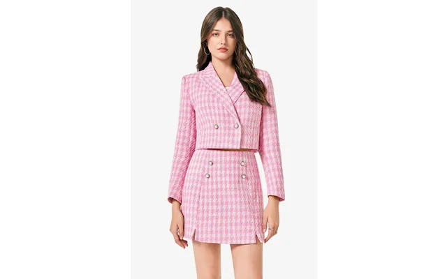 Cicy Bell Womens Pink Cropped Tweed Blazer Sets - Pink Xx-large