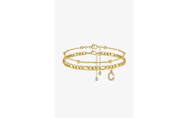 Women 18k Gold Initial C Layered Bracelets Cicybell - Style A-initial C Gold
