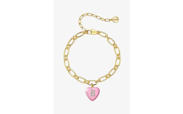 Women 18k Gold Pink Heart Initial B Bracelets Cicybell - Pink Letter B