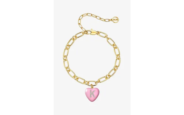 Women 18k Gold Pink Heart Initial K Bracelets Cicybell - Pink Letter K