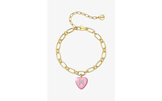 Women 18k Gold Pink Heart Initial M Bracelets Cicybell - Pink Letter M