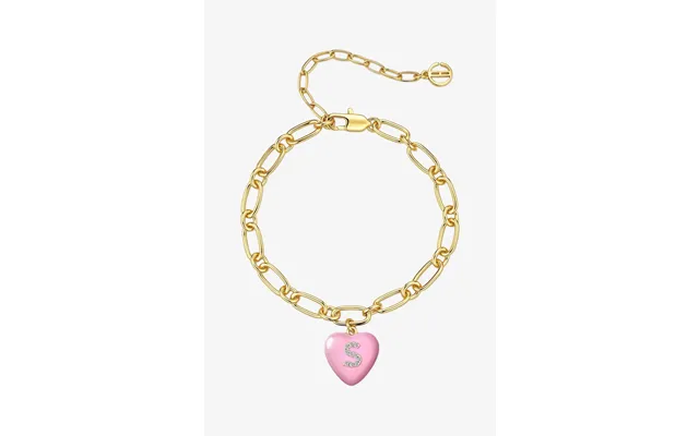 Women 18k Gold Pink Heart Initial S Bracelets Cicybell - Pink Letter S