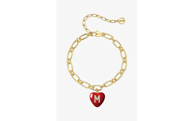 Women 18k Gold Red Heart Initial M Bracelets Cicybell - Red Letter M