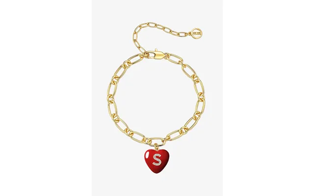 Women 18k Gold Red Heart Initial S Bracelets Cicybell - Red Letter S
