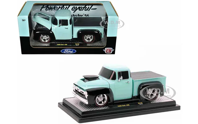 1956 Ford F-100 Pickup Truck Light Blue And Black Limited Edition To 6250 Pieces Worldwide 1 24 Diecast Model Car By M2