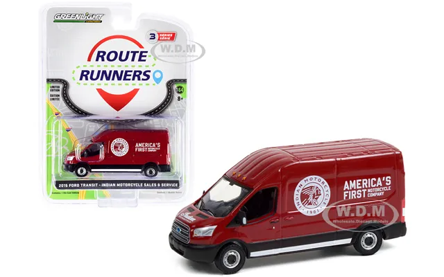 2015 Ford Transit Lwb High Roof Van Burgundy Indian Motorcycle Sales & Service Route Runners Series 3 1 64 Diecast Model