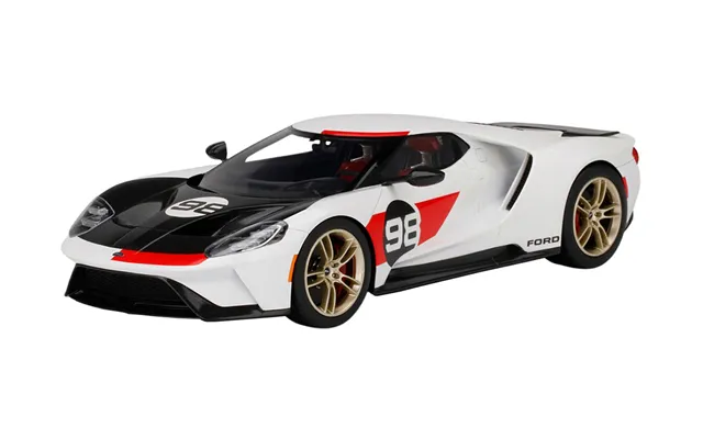 2021 Ford Gt 98 White With Black Hood Heritage Edition 1 18 Model Car By Top Speed