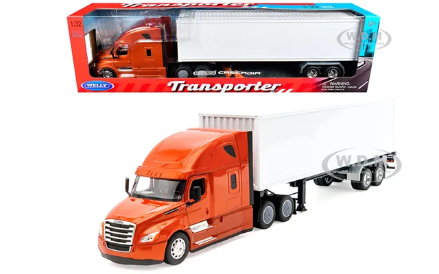 Freightliner Cascadia Truck Bronze Metallic With White Container Transporter Series 1 32 Diecast Model By Welly