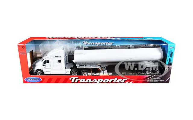 Kenworth T2000 Truck White With White Tanker Trailer Transporter Series 1 32 Diecast Model By Welly