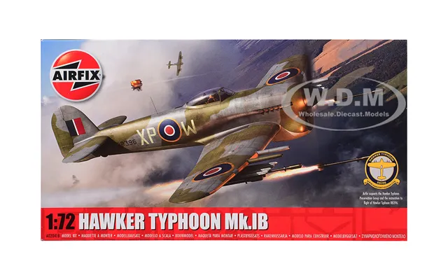 Level 1 Model Kit Hawker Typhoon Mk.ib Aircraft With 2 Scheme Options 1 72 Plastic Model Kit By Airfix