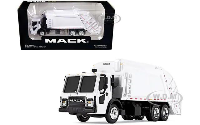 Mack Lr With Mcneilus Rear Load Refuse Body White 1 87 Diecast Model By First Gear