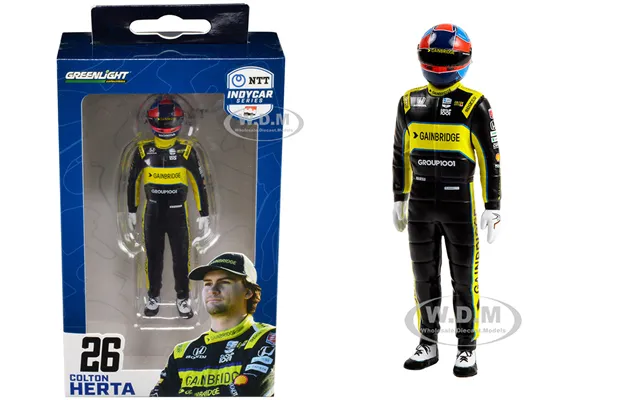 Ntt Indycar Series 26 Colton Herta Driver Figure Gainbridge - Andretti Autosport For 1 18 Scale Models By Greenlight