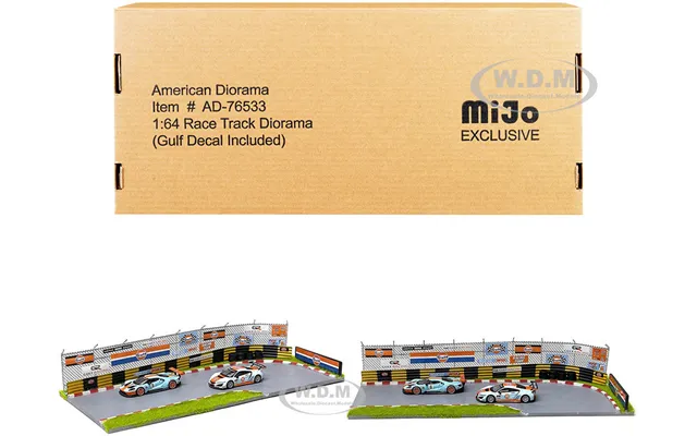 Race Track Gulf Oil Diorama With Decals For 1 64 Scale Models By American Diorama