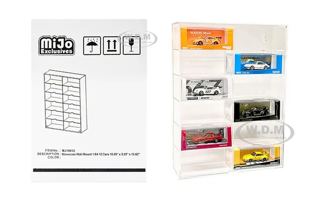 Showcase 12 Car Display Case Wall Mount With Clear Back Panel And Extra Space Mijo Exclusives For 1 64 Scale Models
