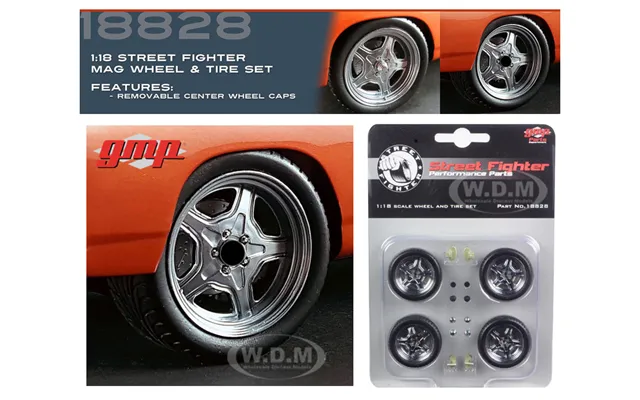 Street Fighter Mag Wheel And Tire Set Of 4 Pieces From 1970 Plymouth Roadrunner The Hammer Fast & Furious Movie 1 18 By