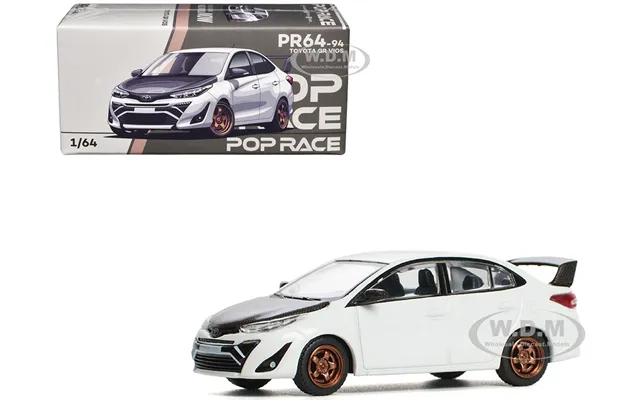 Toyota Gr Vios White With Carbon Hood 1 64 Diecast Model Car By Pop Race