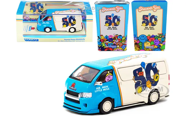Toyota Hiace Widebody Van Mr. Men Little Miss 50th Anniversary 1971-2021 With Metal Oil Can 1 64 Diecast Model Car By Ta