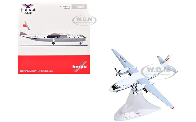 Xian Y-7 Commercial Aircraft Caac Airlines B-3457 White With Blue Stripes 1 200 Diecast Model Airplane By Herpa