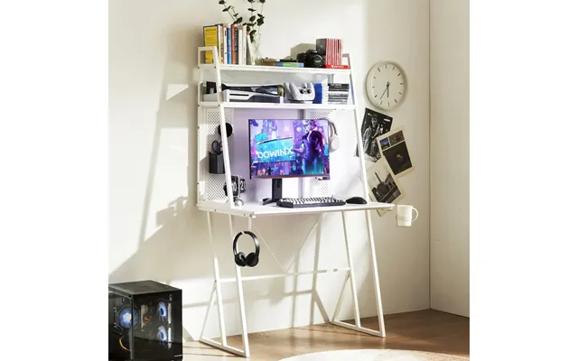 Dowinx Computer Desk With Storage Shelf Ls-gdh White