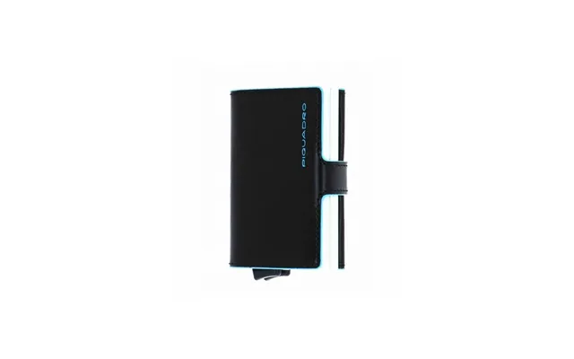 Card Holder Piquadro Blue Square Black Leather - Pp5472b2r-n