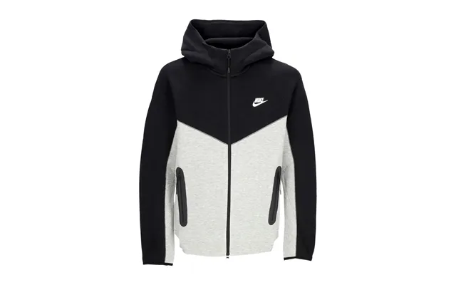Men's Lightweight Hooded Zip Sweatshirt Tech Fleece Full-zip Windrunner Hoodie Dk Gray Heather Black White