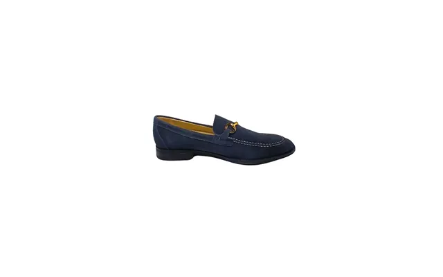 Men's Shoes Manufacture D'essai Suede Moccasin Blue-with Gold Application