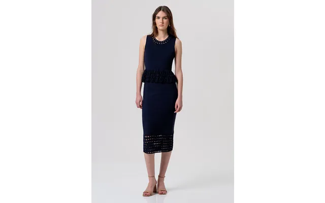 Skirt Longuette Knitted Woman Darkblue