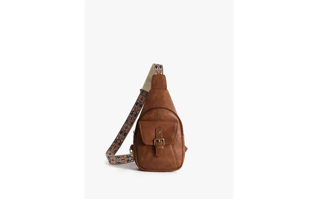 Vintage Leather Sling Bag With Guitar Strap