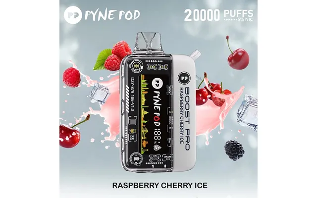 Pyne Pod Boost Pro Disposable Vape 0% & 5%, 20000 Puffs - 5% Raspberry Cherry Ice