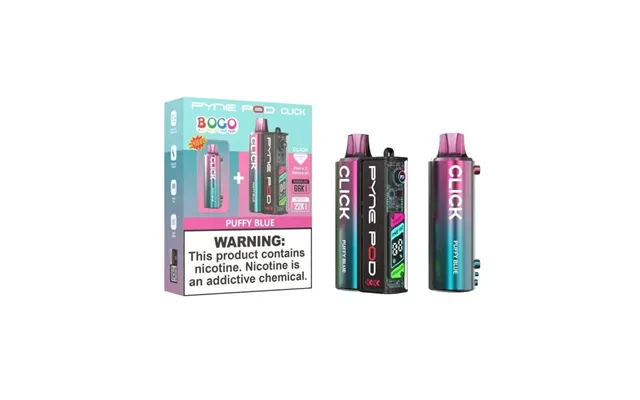Pyne Pod Click 66k Bogo Disposable Vape 5%, 66000 Puffs - Puffy Blue
