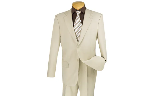 Beige Classic 2-button Men's Poplin Suit Close Out 44l