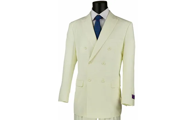 Classic Fit Men's Double Breasted Poplin Suit In Ivory
