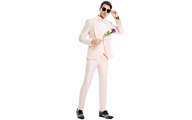 Paisley Lace Men's Tuxedo - Blush Pink, One Button Vested With Wide Shawl Lapel