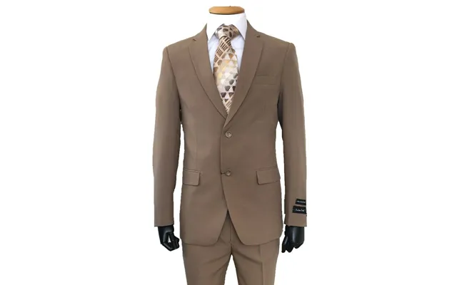 Tan Slim Fit 2 Button Poplin Men's Suit - Close Out 58l