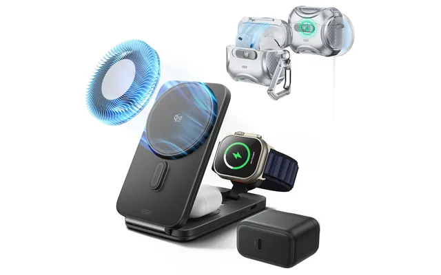25w Cryoboost Foldable 3-in-1 Magnetic Charger And Airpods Pro 3 Cyber Flicklock Case Bundle Us Plug-black&gray - Gray U