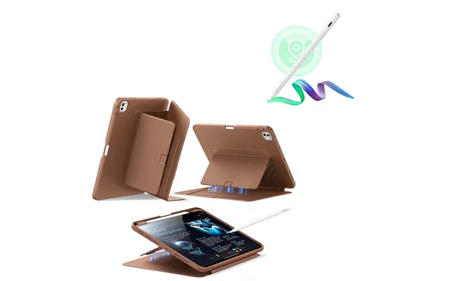 Ipad Pro 11 2024 Flip Magnetic Case With Pencil Bundle - Brown