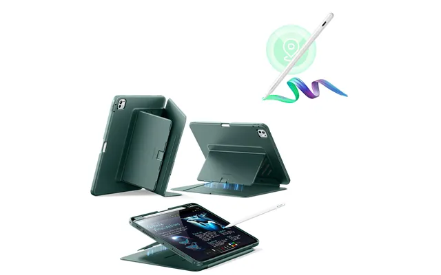 Ipad Pro 11 2024 Flip Magnetic Case With Pencil Bundle - Green