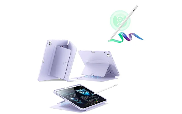 Ipad Pro 11 2024 Flip Magnetic Case With Pencil Bundle - Purple